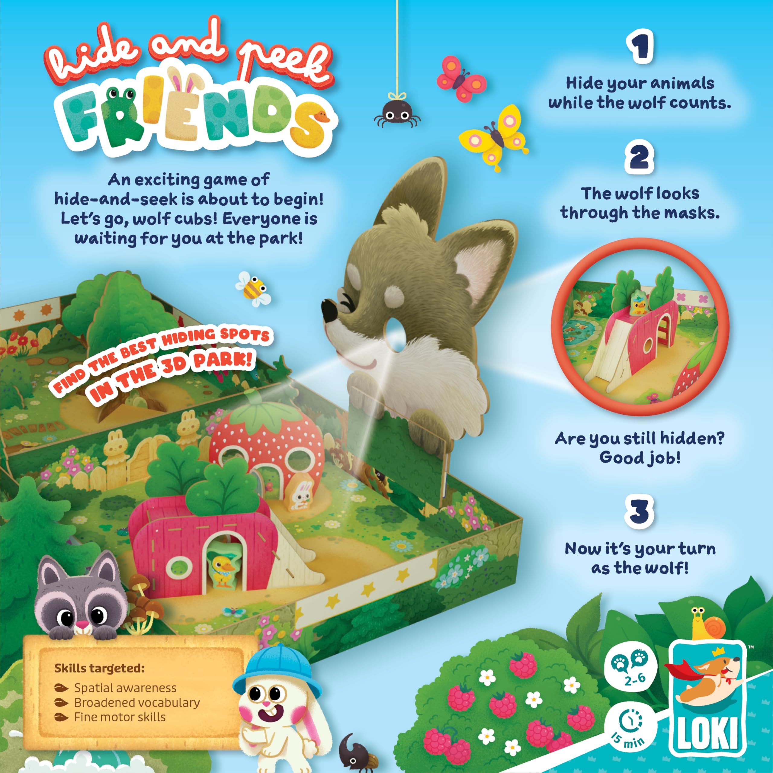 Loki | Hide and Peek Friends | Gra planszowa dla dzieci | Od 3 lat | 2-6 graczy | Czas gry 15 minut