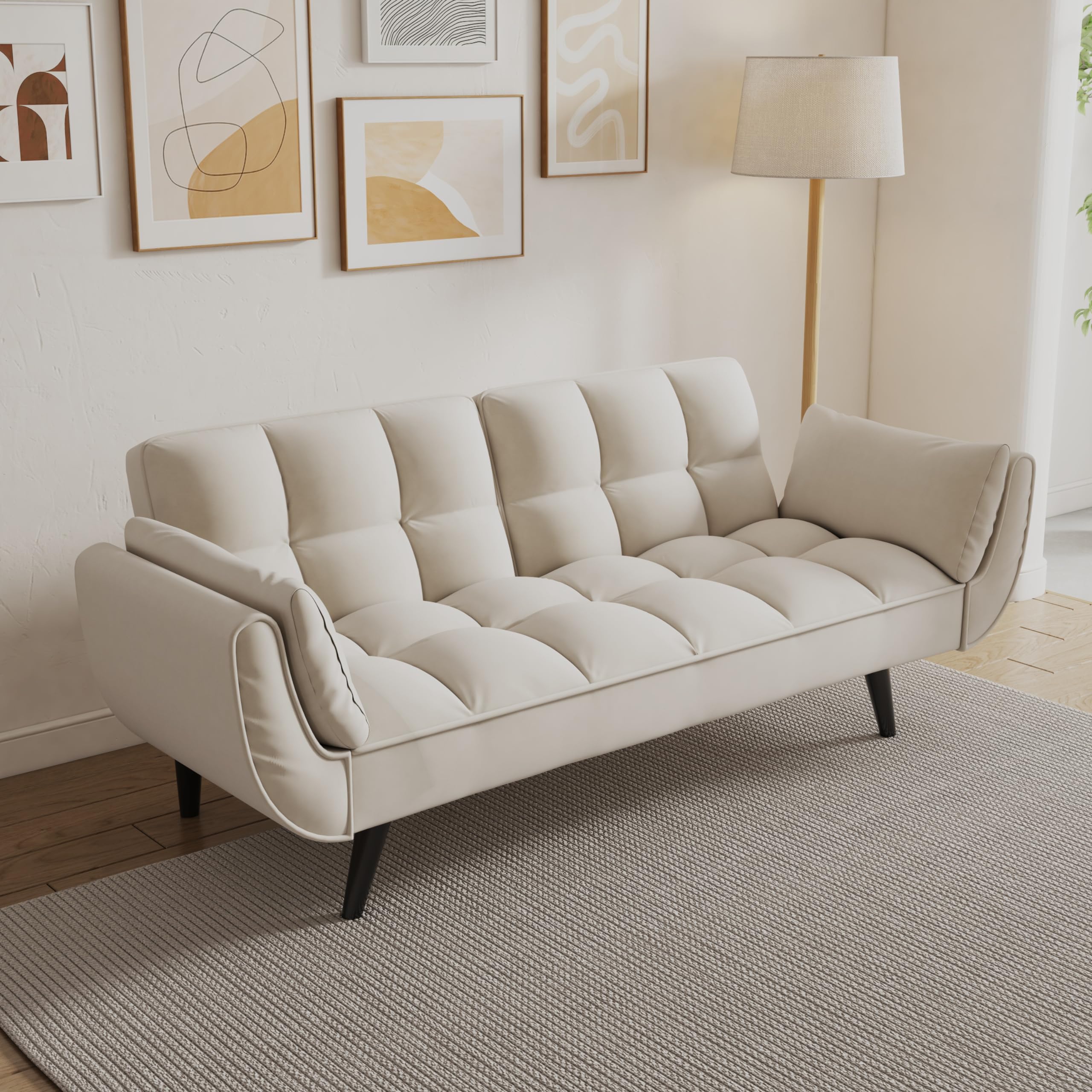 Amazon.com: Olela Futon Sofa Bed, Convertible Sleeper Couch 74" W ...