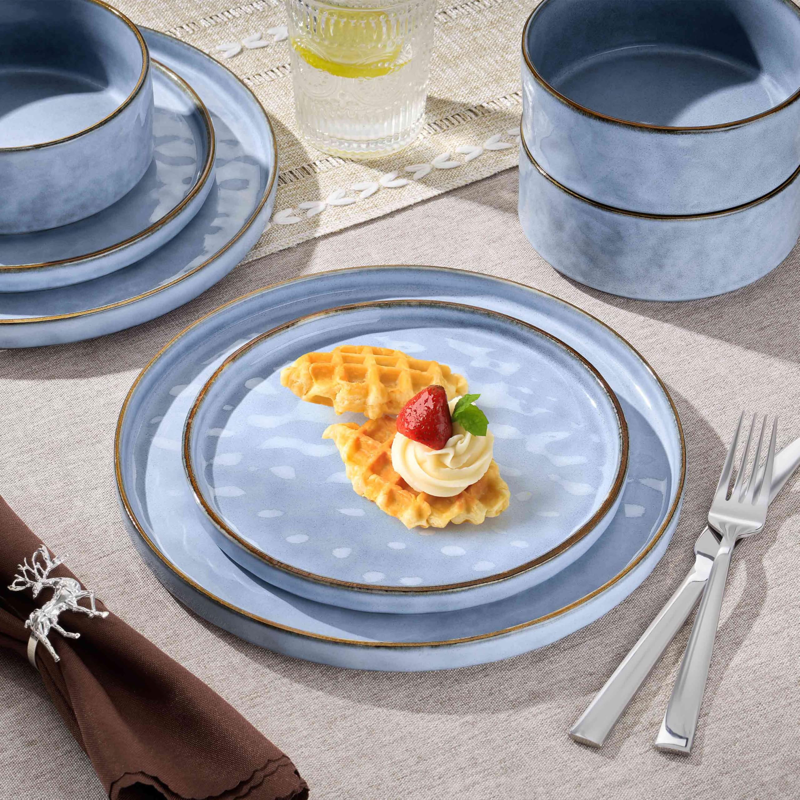 LIANYU Dinner Plates Set Of 6, 7.9 Inch Large Ceramic Dessert Plate For - View #9
