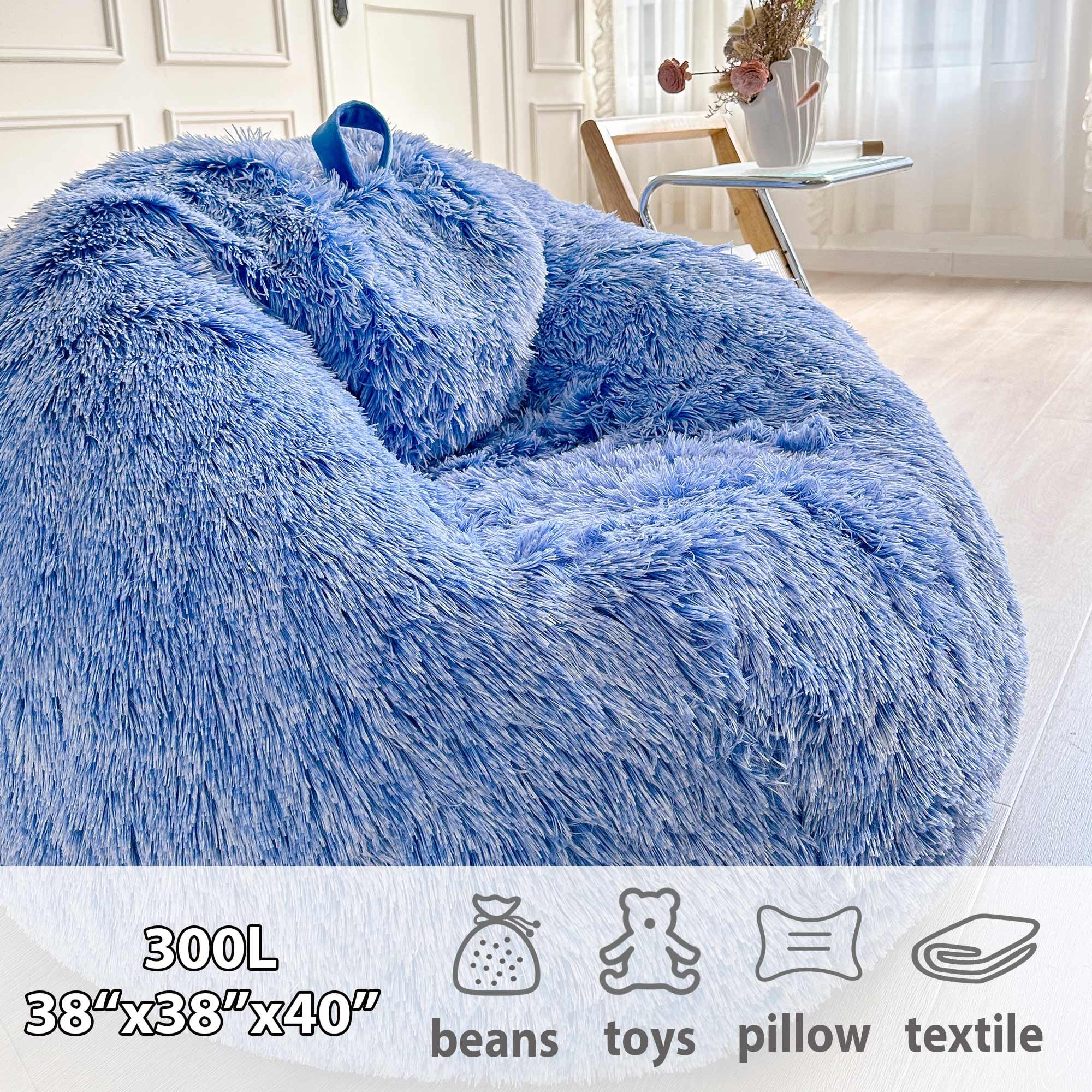 LIFEREVO Fluffy Faux Fur Bean Bag Chair Cover (No Filler
