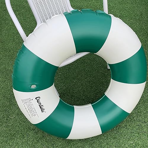 Miniatura 7 de Anillo de natación grande con asas para niños y adultos, tubos interiores de piscina clásicos a rayas de 35 pulgadas, flotadores inflables de