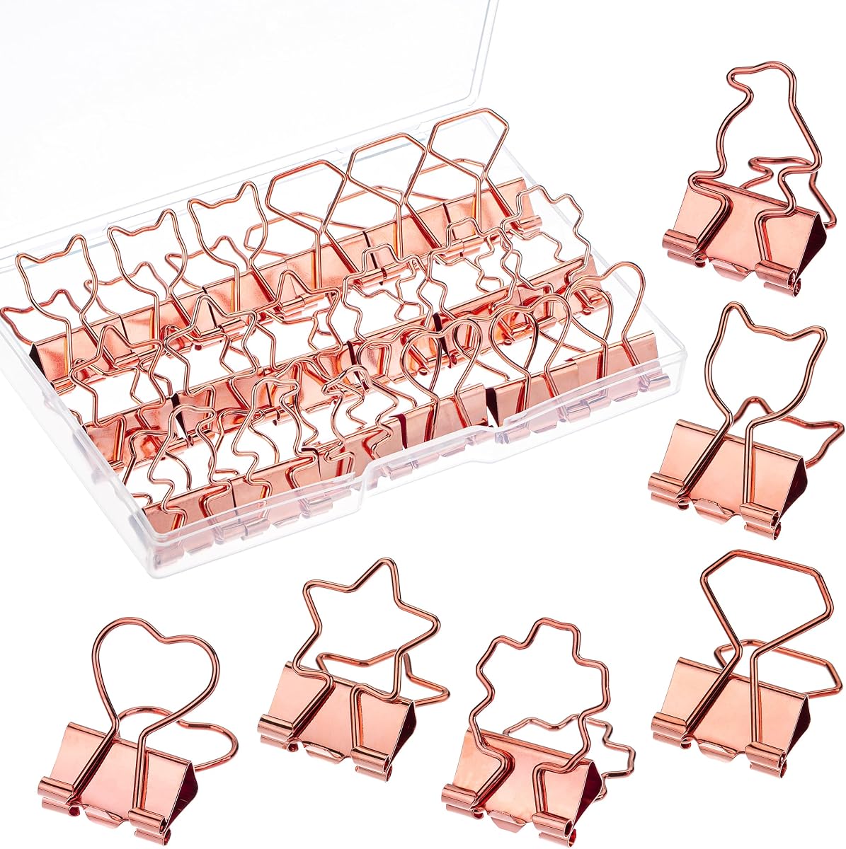 Mr. Pen- Cute Metal Binder Clips, 18 pcs, 0.75", Small Size, 6 Styles | Rose Gold Binder Paper Clips, Paper Clamps for Office Supplies, Home, School, Business, Document Organizing
