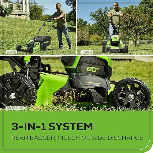 Miniatura 7 de Greenworks 80V 21" Brushless Cordless (Push) Lawn Mower (75+ Compatible Tools), (2) 2.0Ah Batteries and 30 Minute Rapid Charger Included