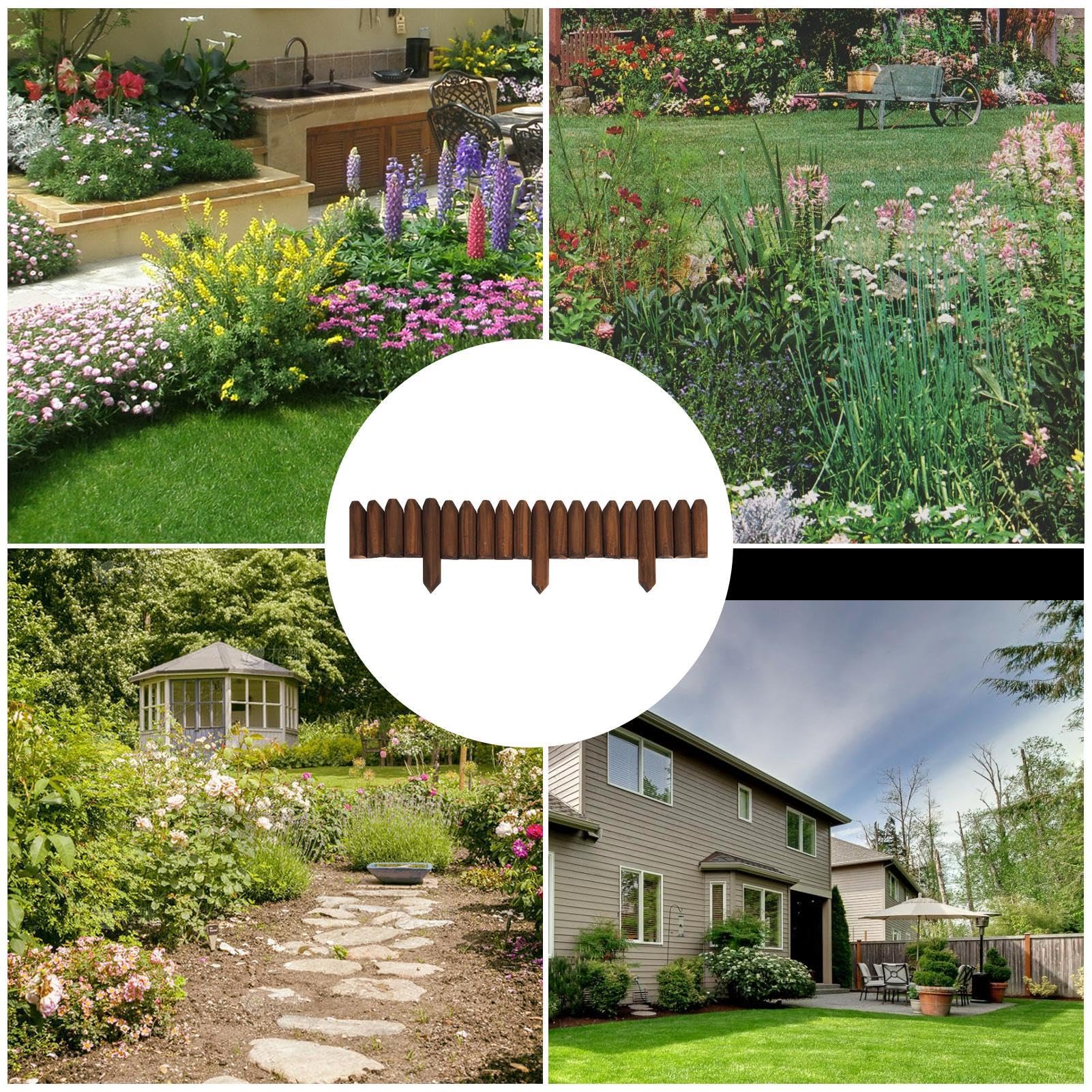 Recinzione corta da giardino, pannelli di recinzione, protezione per porte | in legno – No Dig – recinzione paesaggistica per prato, aiuole, bordi decorativi flessibili