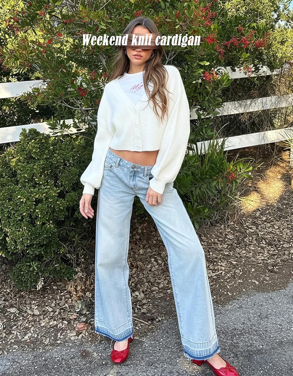 OZICERD Fall Chunky Knit Cropped Cardigan Sweaters for Women Cozy V Neck Button Open Front Light Short Cardigan Oversized - Image 8