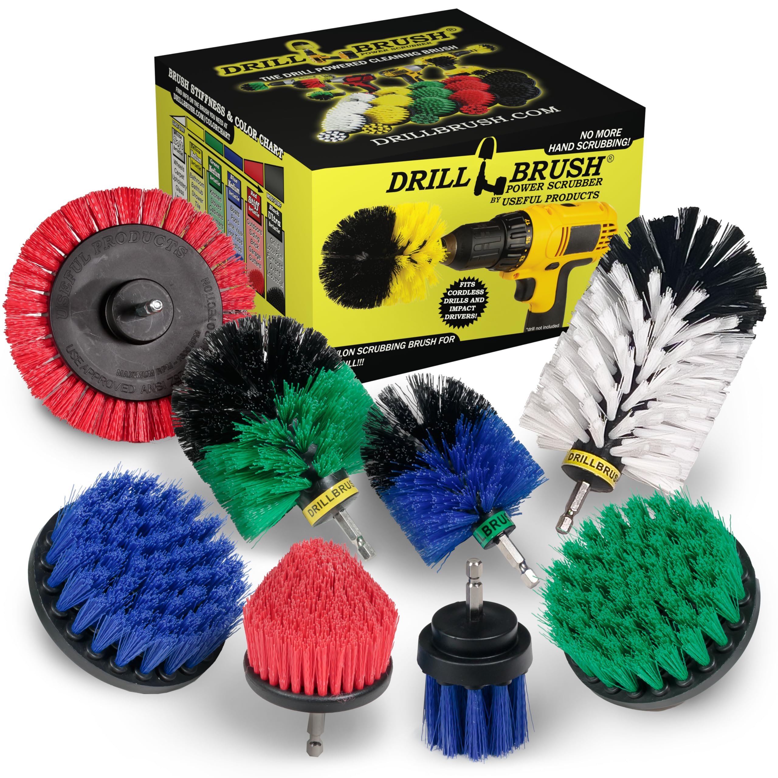 Drillbrush Accesorios de limpieza eléctrica para coche, cocina, barco y limpieza al aire libre, cepillo de rueda de nailon para taladro, juego de cepillos de taladro limpiador de horno, herramienta de