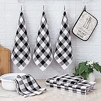 Vista 7 de homing Juego de toallas de cocina a cuadros de búfalo y paños de cocina, 30 cm x 30 cm y 33 cm x 71 cm, juego de 8 toallas de cocina de algodón a