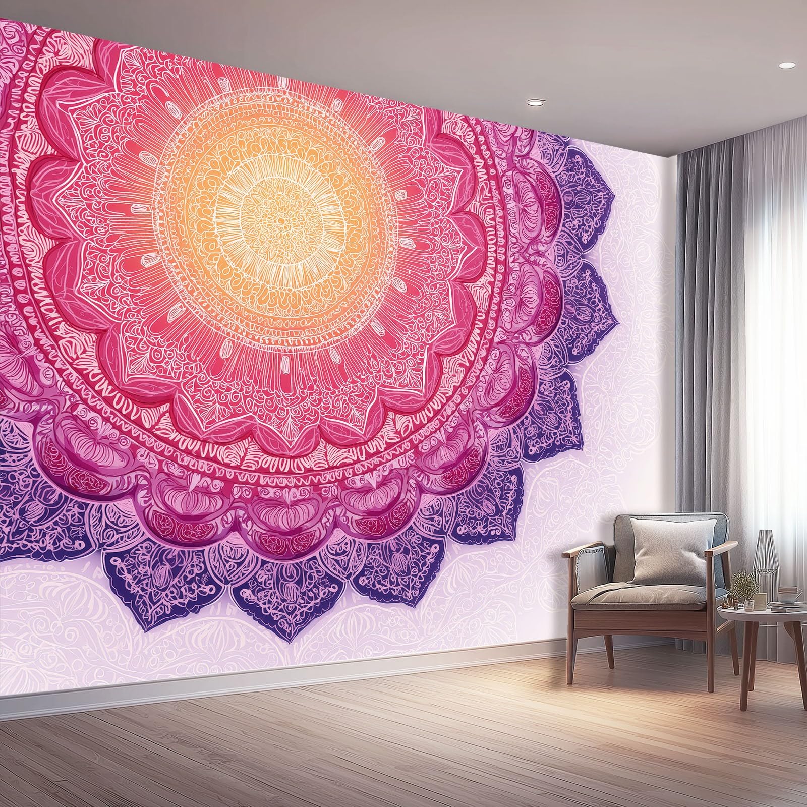 Bohemia fototapeta, różowy kwiat datura, mural, 350 x 256 cm, tapeta ścienna do sypialni dziecięcej, salonu, plakat z włókniny, nowoczesny obraz, dekoracja pokoju