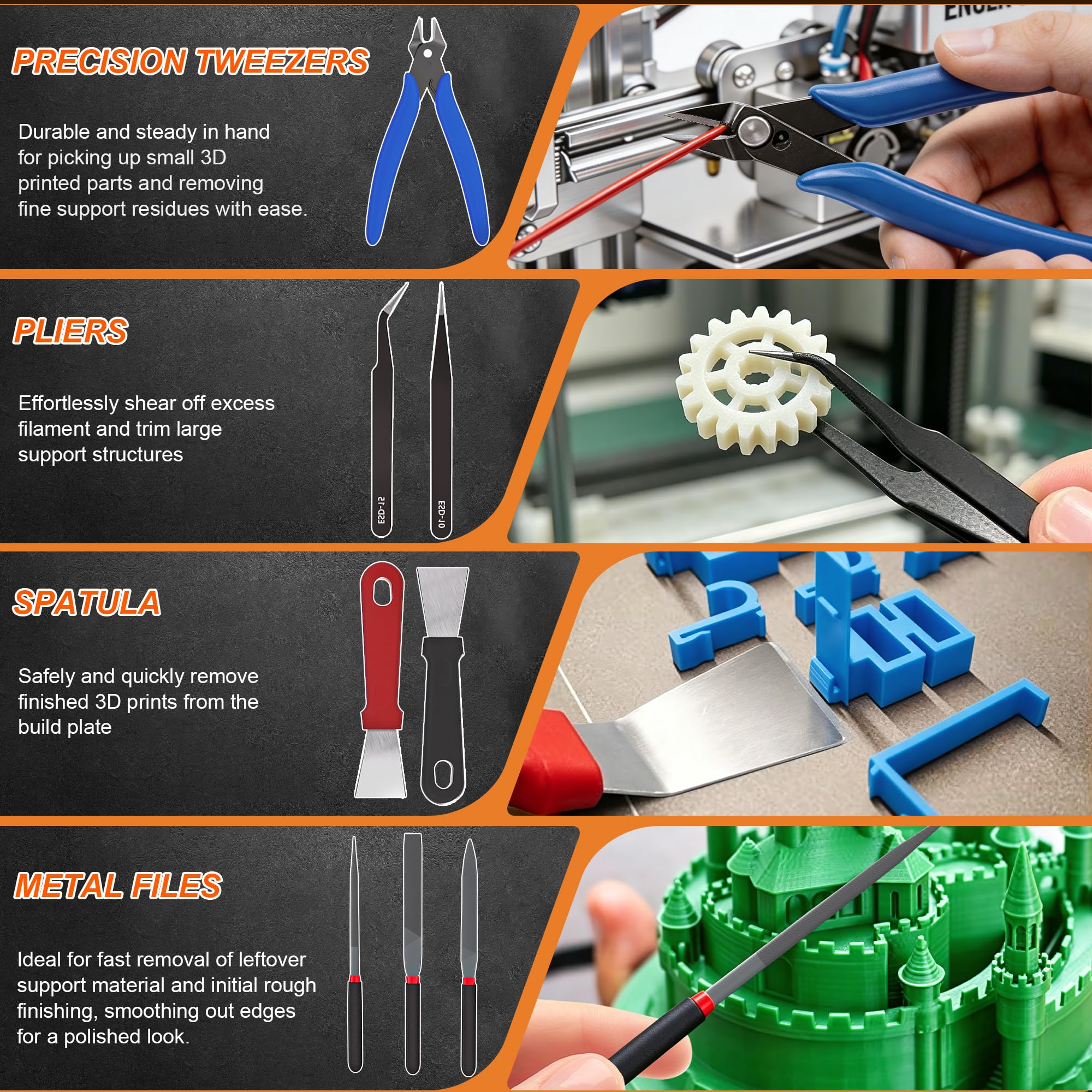 Accesorios para impresora 3D, kit de herramientas para impresora 3D, 41 piezas