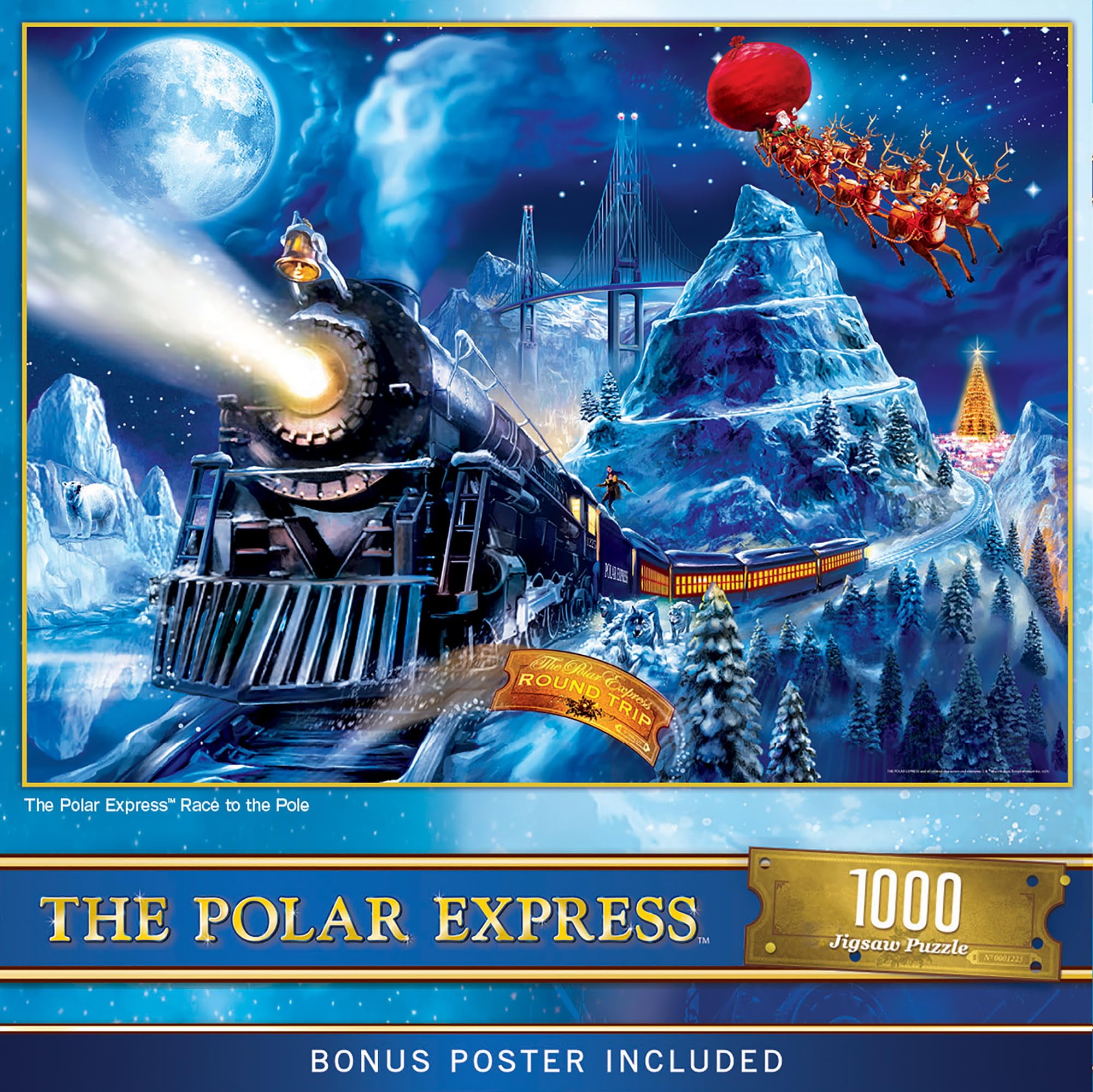 MasterPieces - Puzzle de 1 000 pièces Noël - The Polar Express Race to The Pole - 48,9 x 67,9 cm