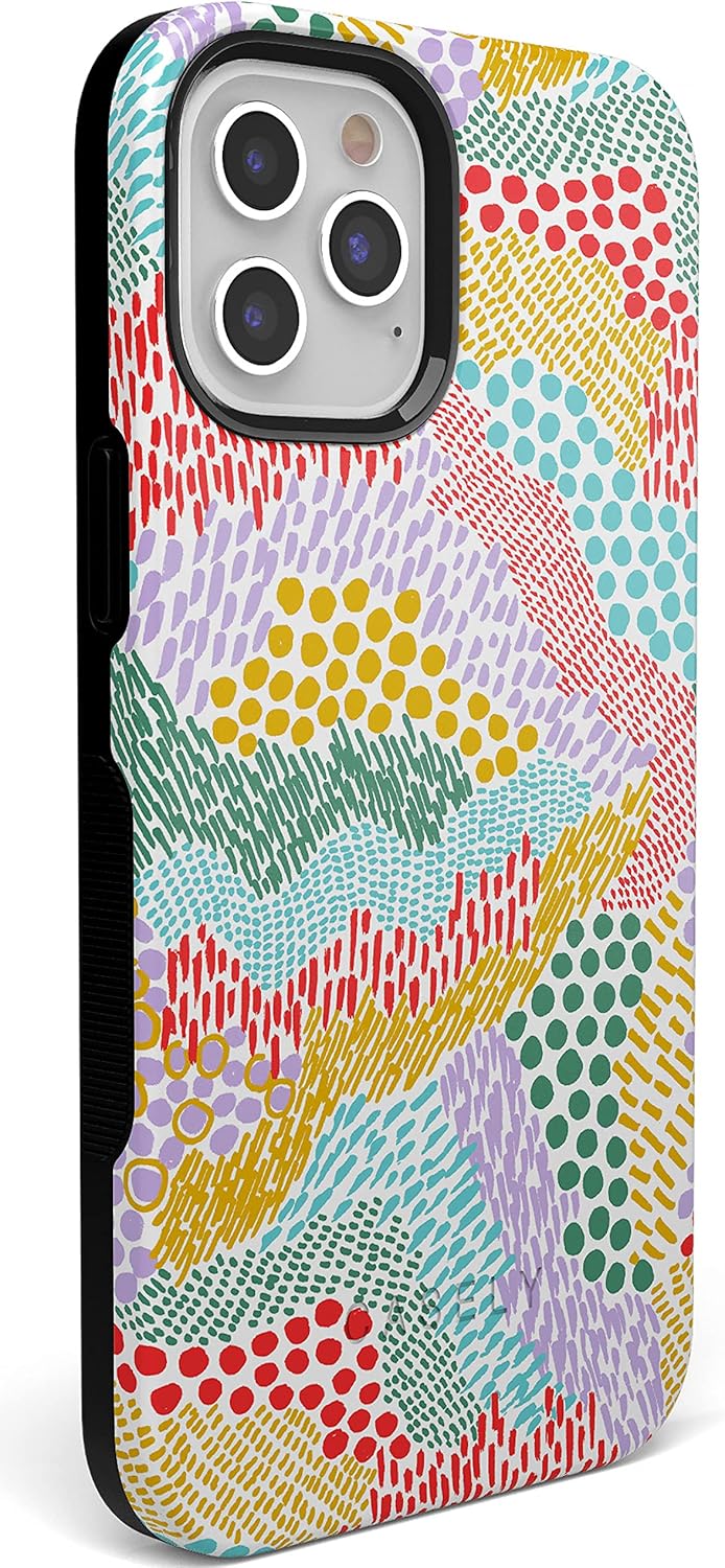 Casely iPhone 12/12 Pro Case | Color Me Happy | Doodle Colorblock | Bold Protective Design | Compatible with MagSafe