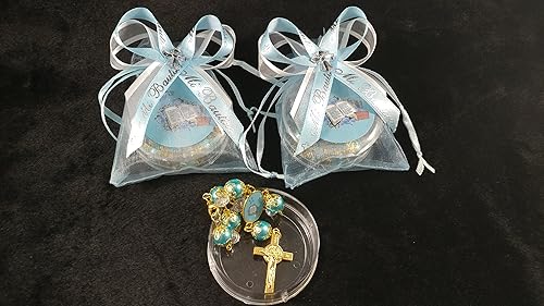 Party Supplies Mi Bautizo Organzas Azules, recuerdos para Bautizo de Niño. Elegante Misterio