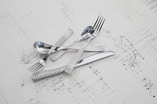 Miniatura 3 de Fortessa Cestino - Cubiertos de acero inoxidable 1810, juego de 5 piezas, servicio para 1, plateado -