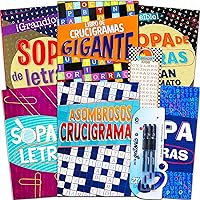 Vista 1 de Libros de rompecabezas de palabras en español y crucigramas para adultos mayores con más de 300 calcomanías de recompensa