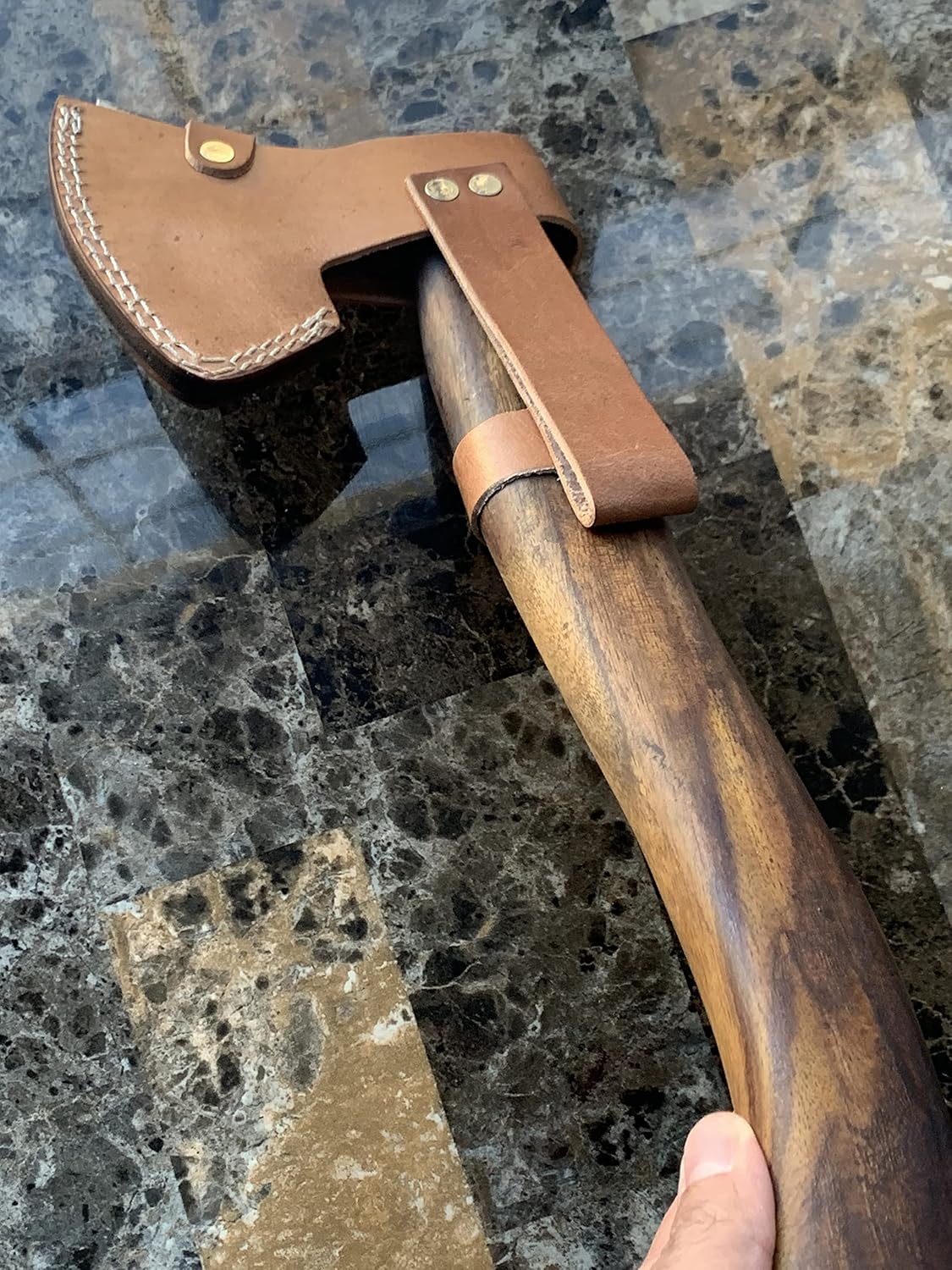 DIST AX-257, Custom Handmade Damascus Steel 13.00 Inches Axe - Gorgeous and Solid Rose Wood Handle