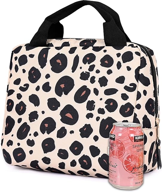 ITAVL Insulated Lunch Bag for Adults/Women/Girls, Portable Soft Cooler Bag,Reusable Lunch Tote Bag for Work/School/Picnic, 8 Cans  (Leopard Print)