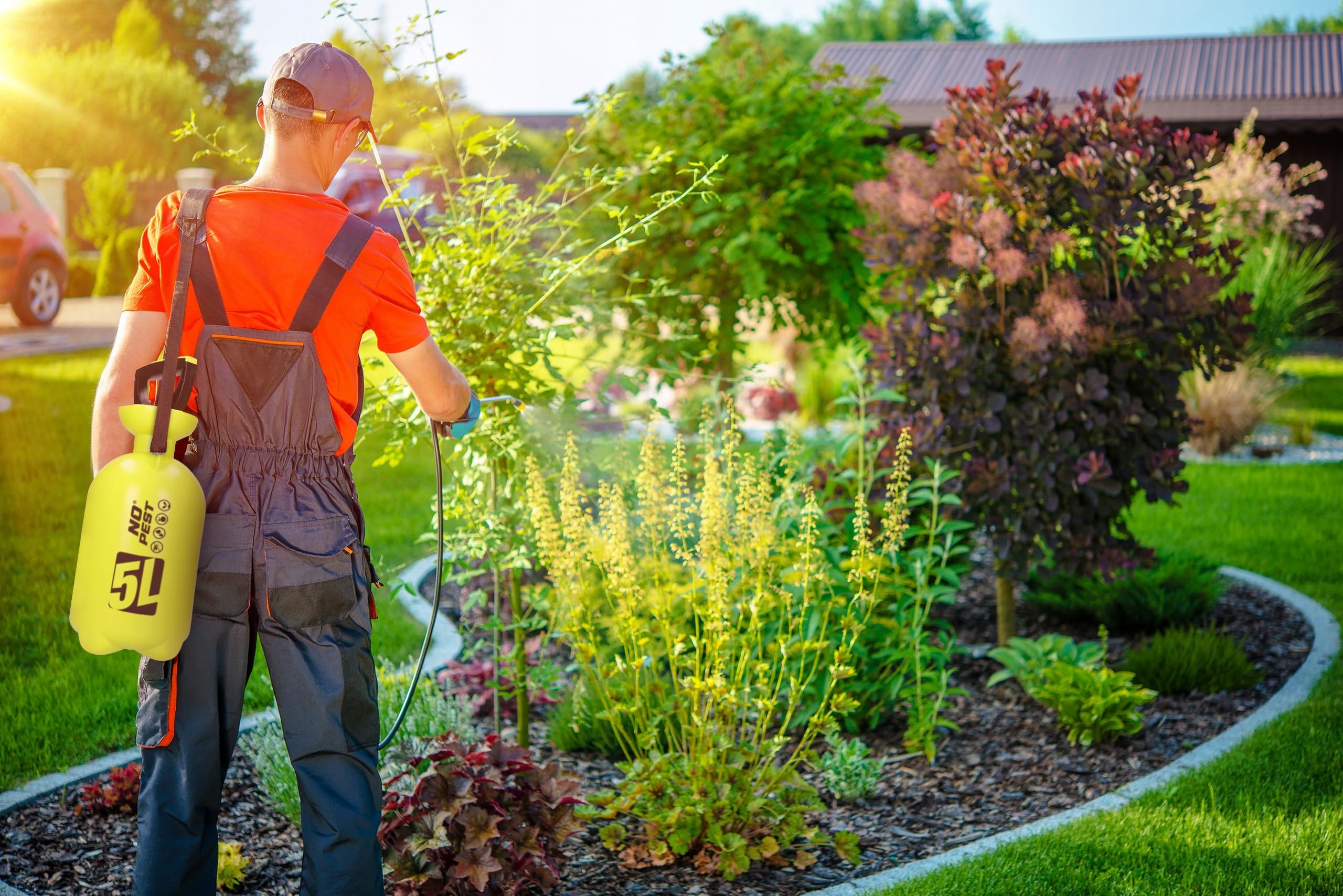 No Pest Pulvérisateur Professionnel 5L Pulvérisateur de Jardin - Buse Réglable Lance Télescopique Pulvérisateur à Pression pour Jardin Plantes Désherbant Original