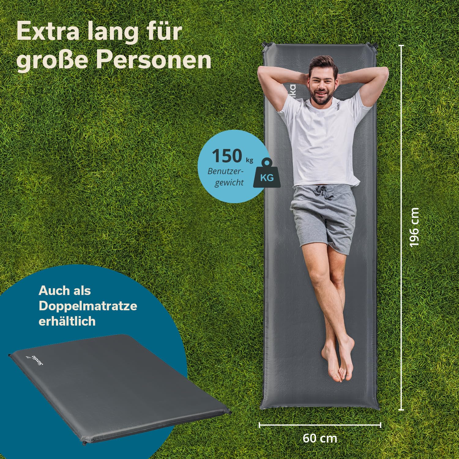 Skandika Premium Easy Isomatte Single/Double 3D | 10 cm dick, selbstaufblasend, leicht, faltbar, selbstfüllender Schaumstoff, Gästematratze, Luftmatratze | Camping, Outdoor, Zelt, Auto