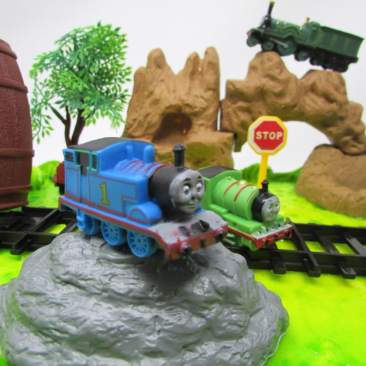 Thomas the Train Deluxe Birthday Cake Topper Set Featuring Thomas and Other Engine Friends with Themed Accessories