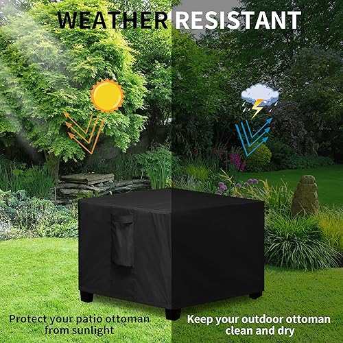 Miniatura 4 de Easy-Going Funda otomana cuadrada para patio, funda otomana impermeable para exteriores, resistente a la decoloración, fundas duraderas para muebles