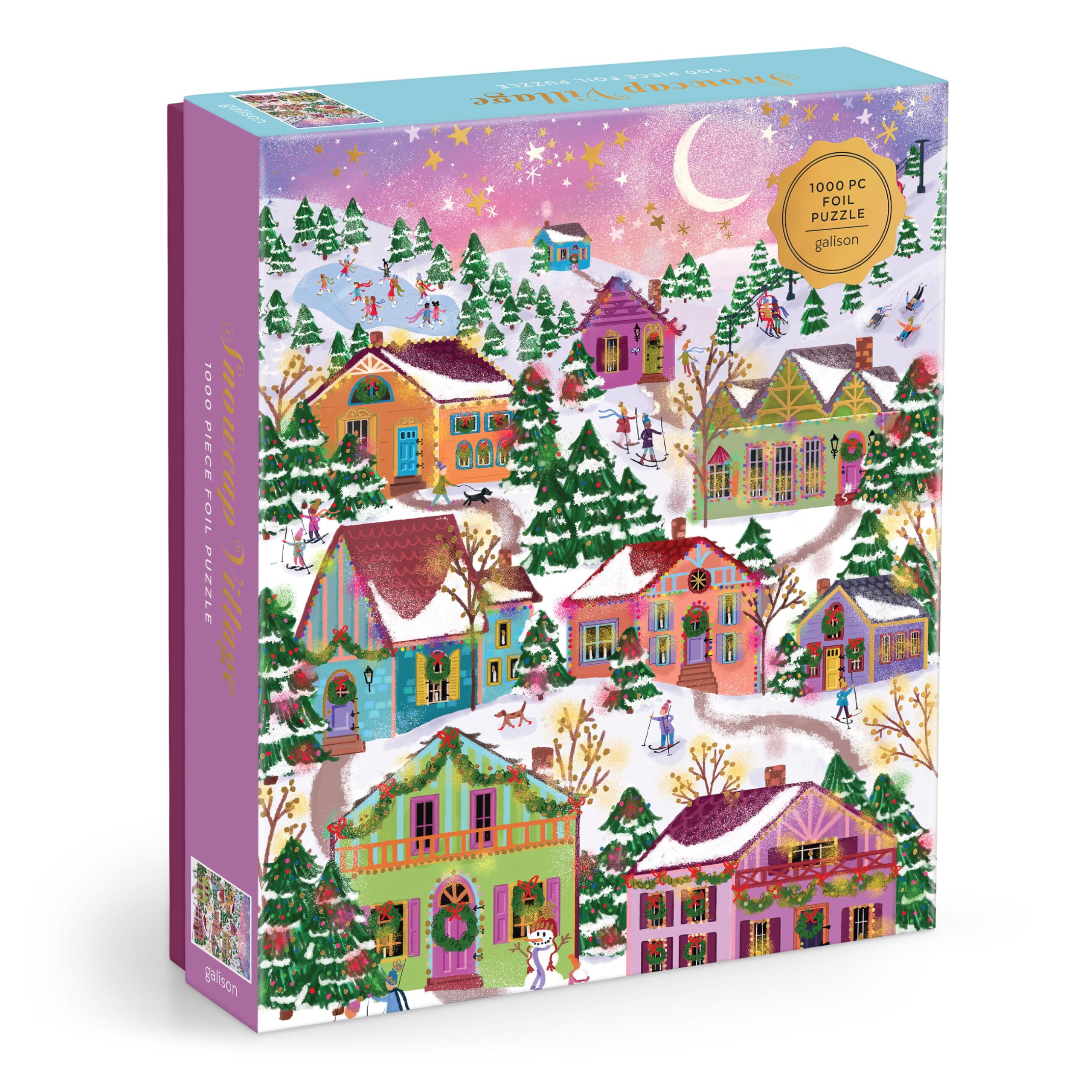 Amazon.com: Galison Snowcap Village – 1000 Piece Foil Joy Laforme