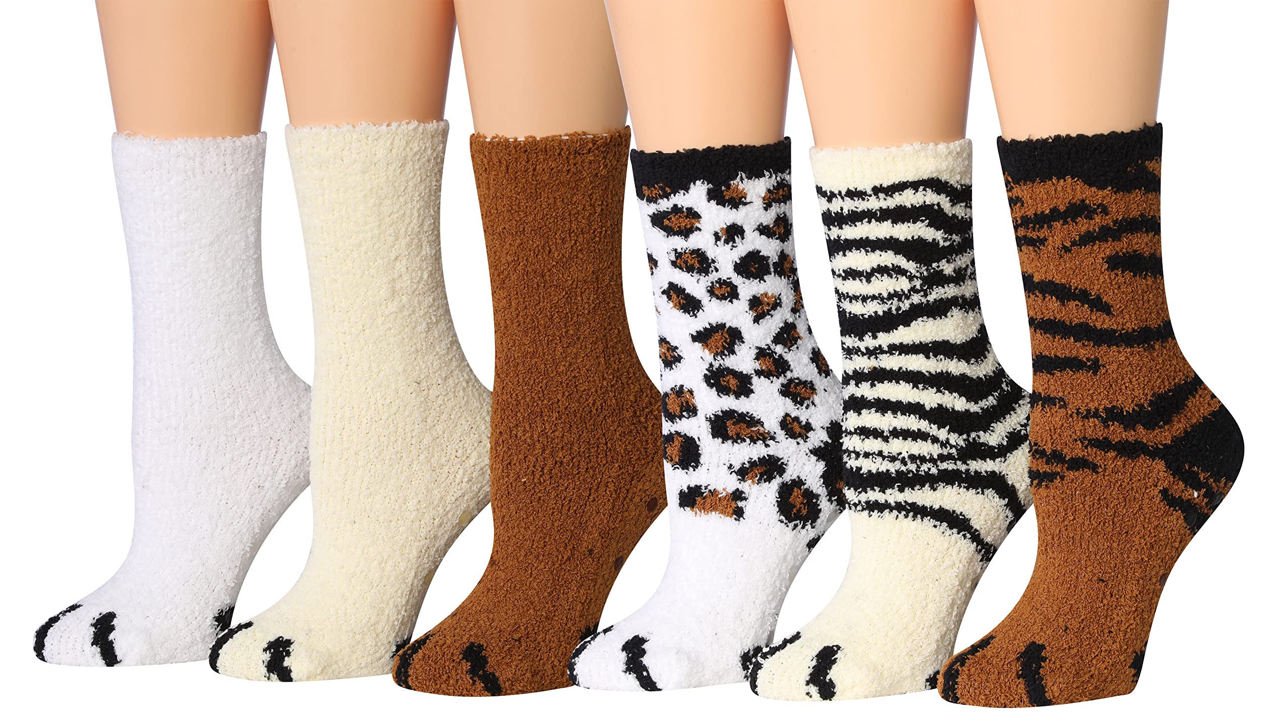 Paquete de 6 calcetines tipi toe acogedores de microfibra difusos para mujer - Imagen 2 de 5