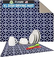 Vista 16 de Drymate Tapete para secar platos Jumbo XL (19 x 24 pulgadas), perfil bajo, súper absorbente, tela de secado rápido, impermeable y antideslizante