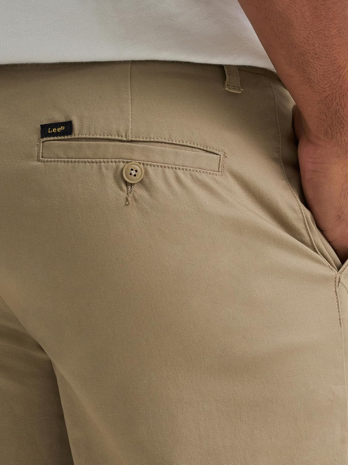 Lee Men's Extreme Motion Flat Front Short, Kansas City Khaki, 36