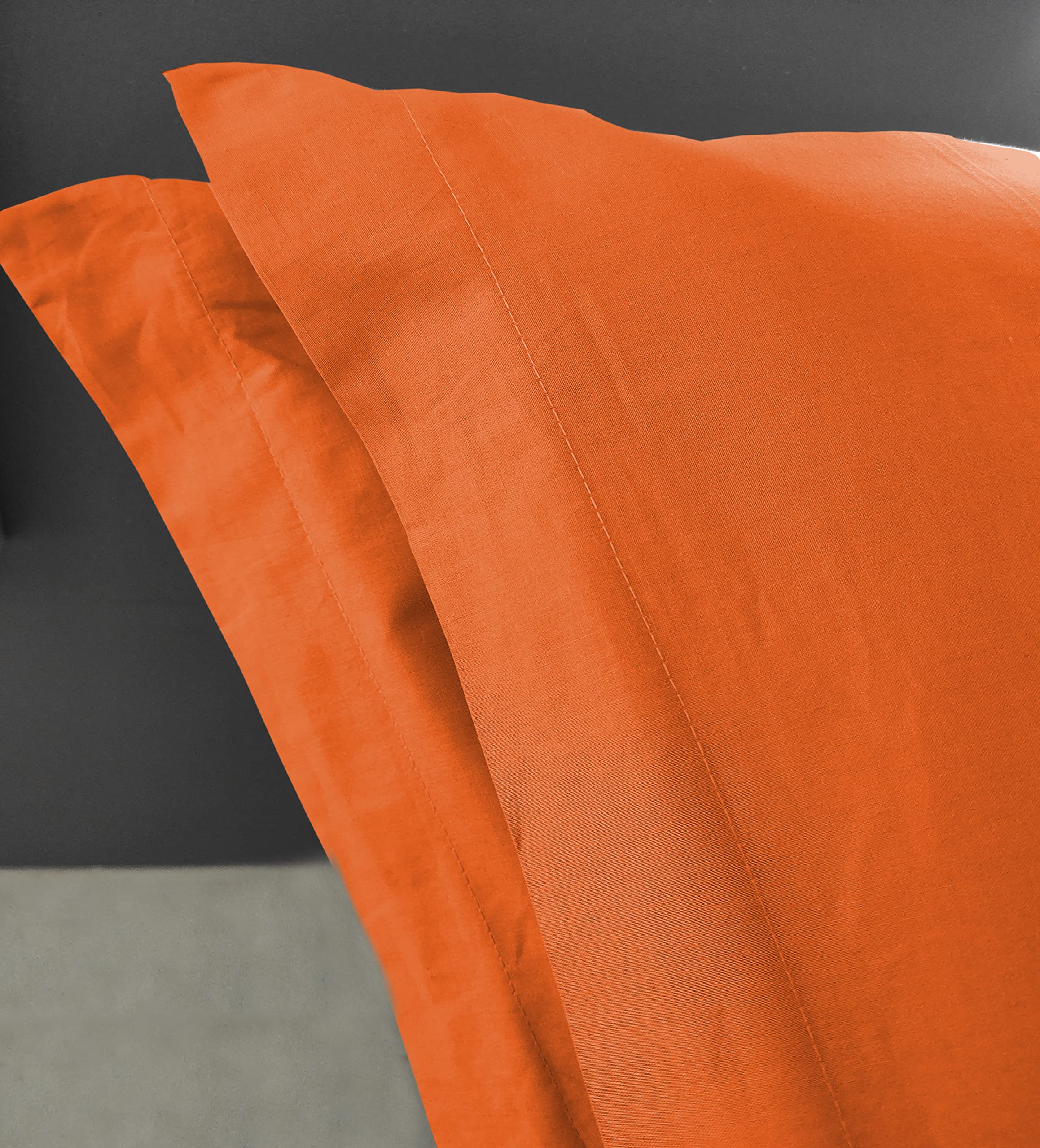 Coppia Federe Cuscini Letto Home Tresor 52x82 Cm Con Volant - 100% Puro Cotone, Made In Italy, Tinta Unita Azzurro, 57 Fili/cm² - 3