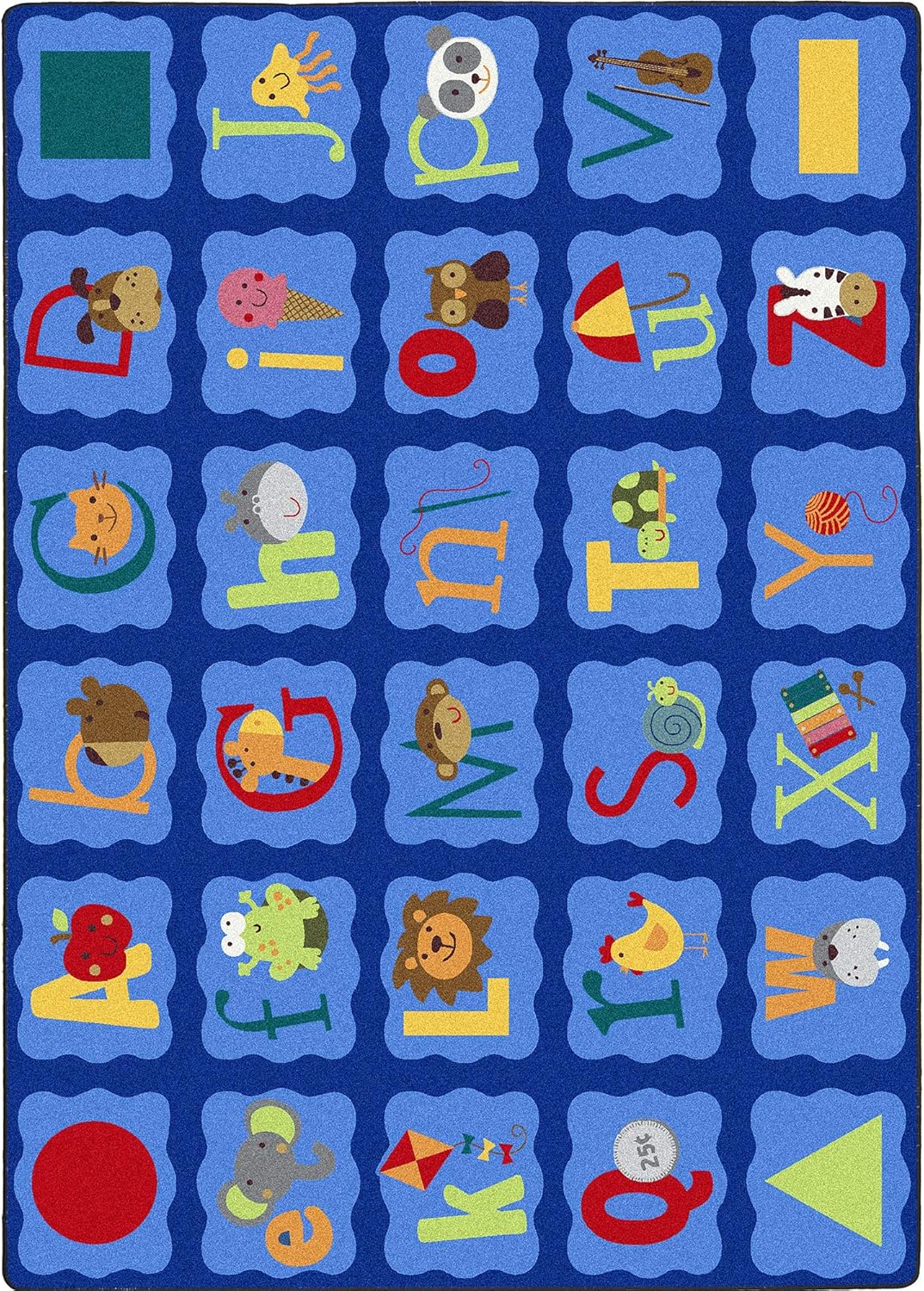 Joy Carpets Alphabet Blues Area Rug in Color Multi, 3'10" x 5'4"