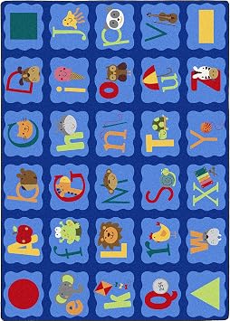 Joy Carpets Alphabet Blues Area Rug in Color Multi, 54" x 78"