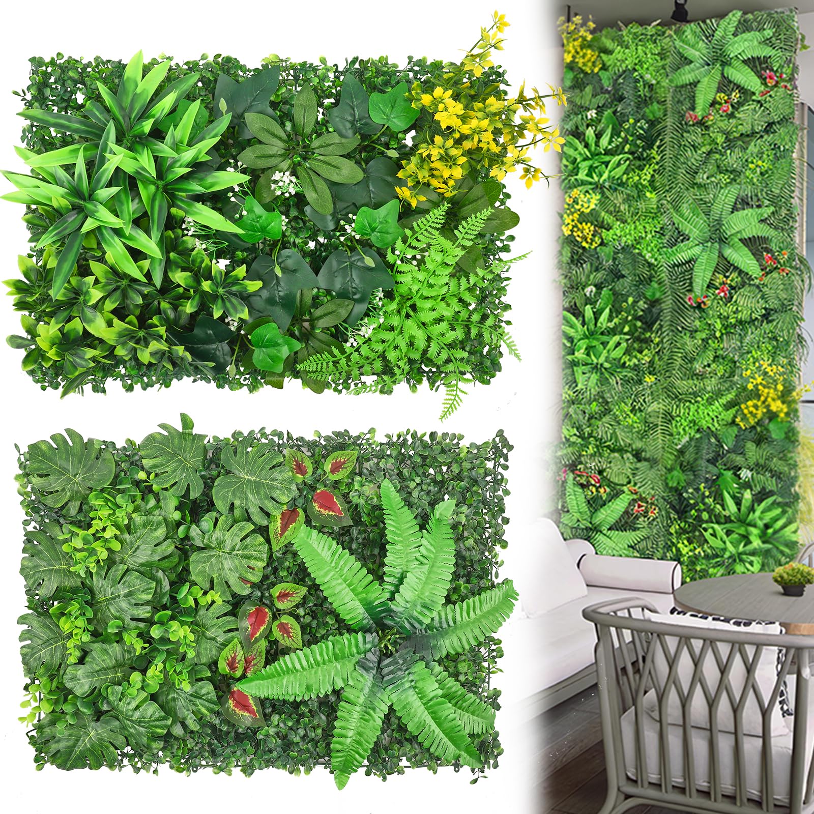 Plantes artificielles d'intérieur pour salon : lot de 2 cadres muraux 60x40