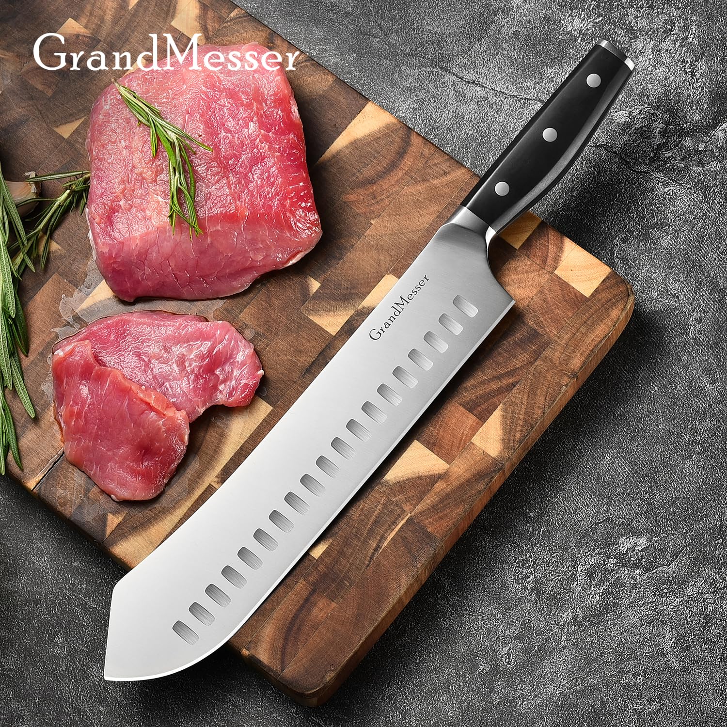 Butcher Knife, 10″ Bullnose Carving Knife & 9″ Sharpening Rod — Amazon image 8