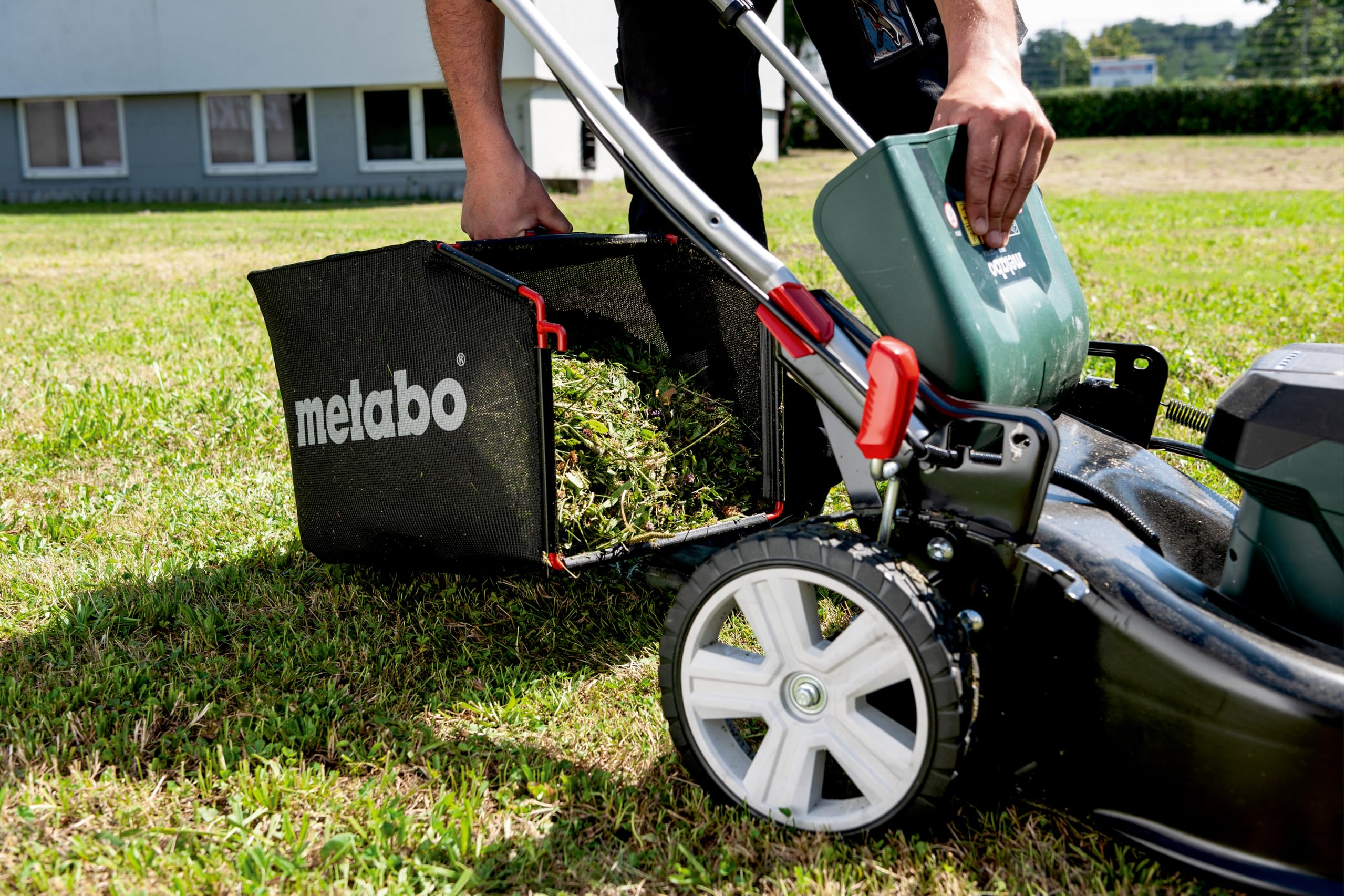 metabo RM 36-18 LTX BL 46 Cortacésped a Batería, 36 V y 46 cm de Corte | Motor Brushless, 7 niveles de altura, área de 800 m², bolsa de 55 l, sin batería ni cargador, función de mulching