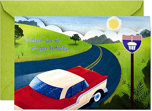 Miniatura 2 de Hallmark Paper Wonder - Tarjeta de cumpleaños desplegable (auto clásico)