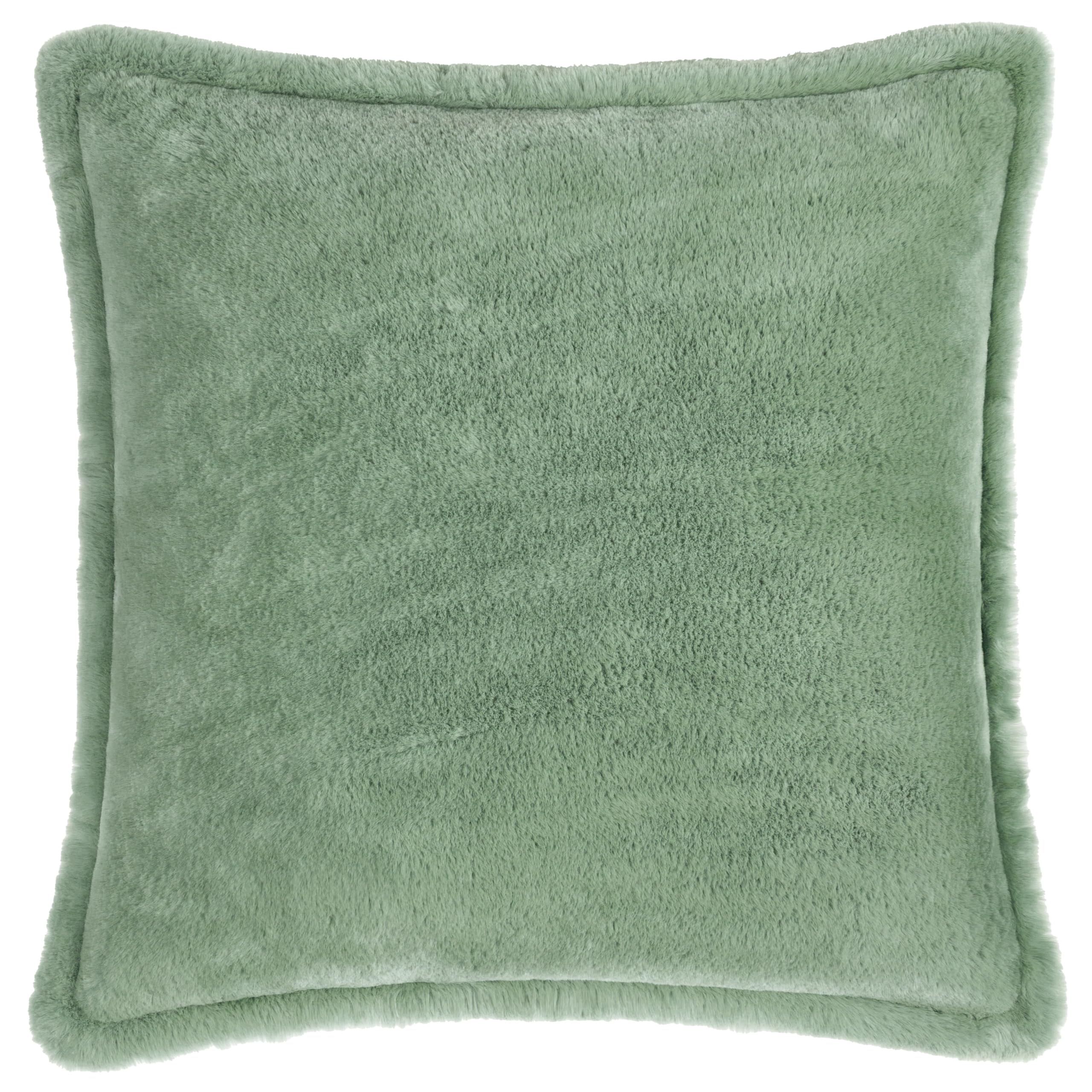 furn. Kallu Faux Fur Cushion Cover – Soft Fluffy Decorative Cushion with Oxford Edge (Frost Green - 45x45cm)