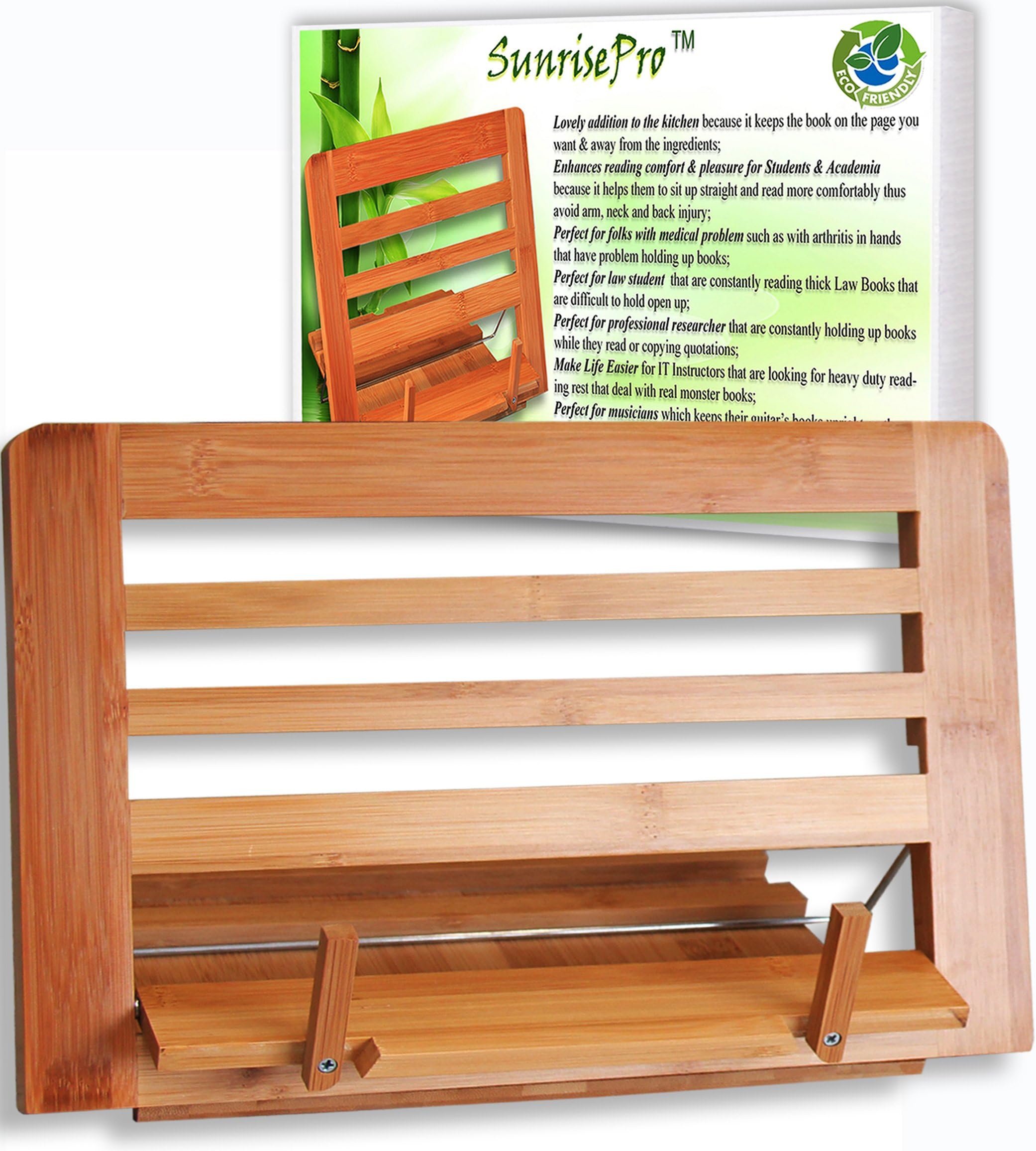 Eco Friendly | Premium Quality Bamboo Cookbook Stand | Perfect Reading Rest for Recipe Book, Ideal BookChair Or Reading Holder of Large to Small Book | Sustainable Material