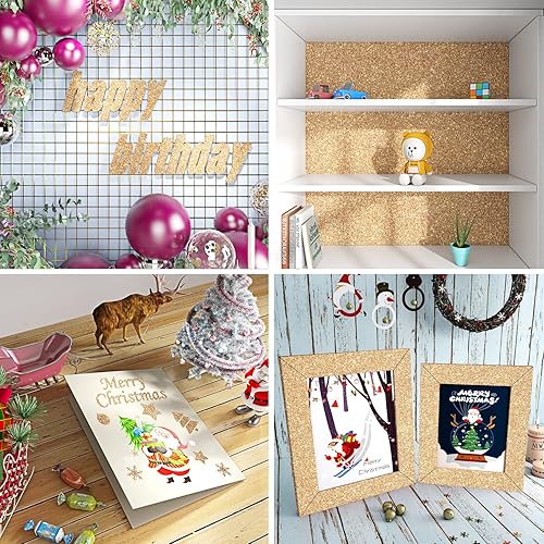 Miniatura 6 de FunStick Papel tapiz dorado champán con purpurina para despegar y pegar, papel de contacto con purpurina dorada para armarios, papel tapiz Dorado