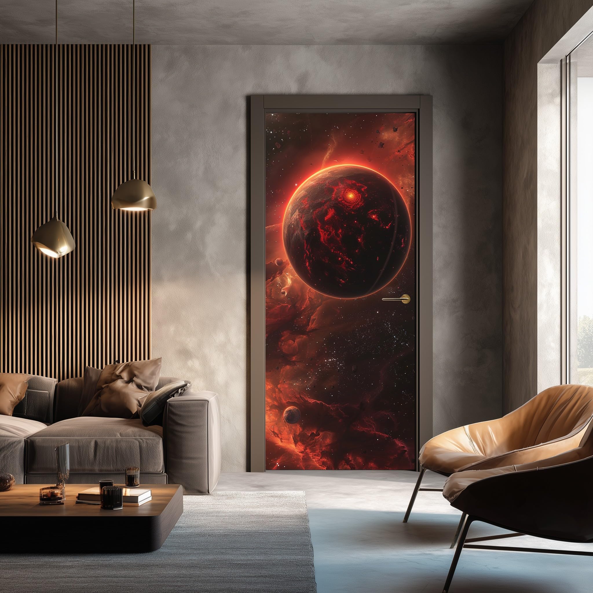 Poster mural porte vision céleste - Sticker géant galaxie pour une nuit étoilée