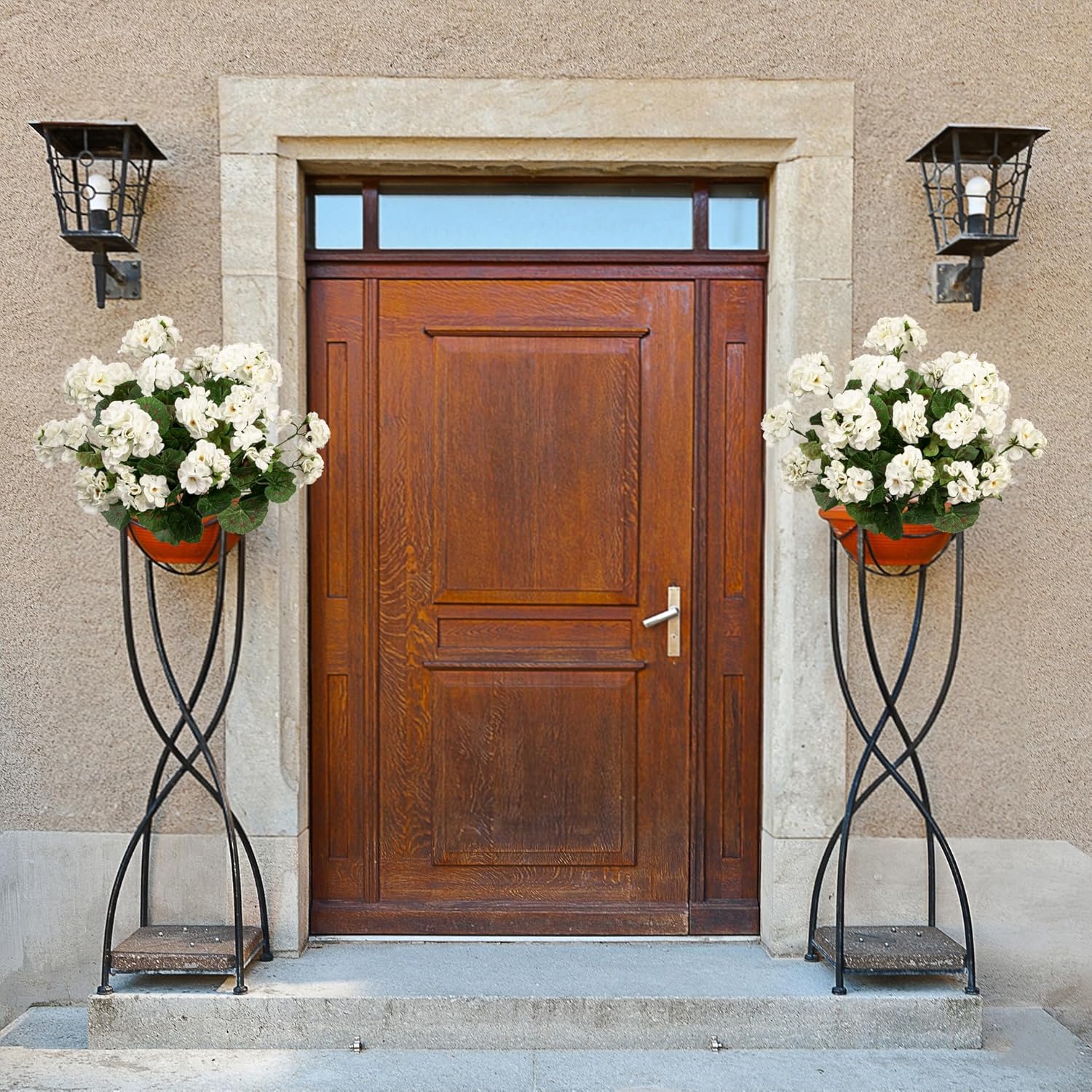 4pcs Fake Flower Artificial Geranium,Artificial Flowers for Outdoors, White Geraniums Artificial Flowers Realistic,Artificial Geraniums for Outdoors Fake Plant Decoration14.4 (White) - Image 5