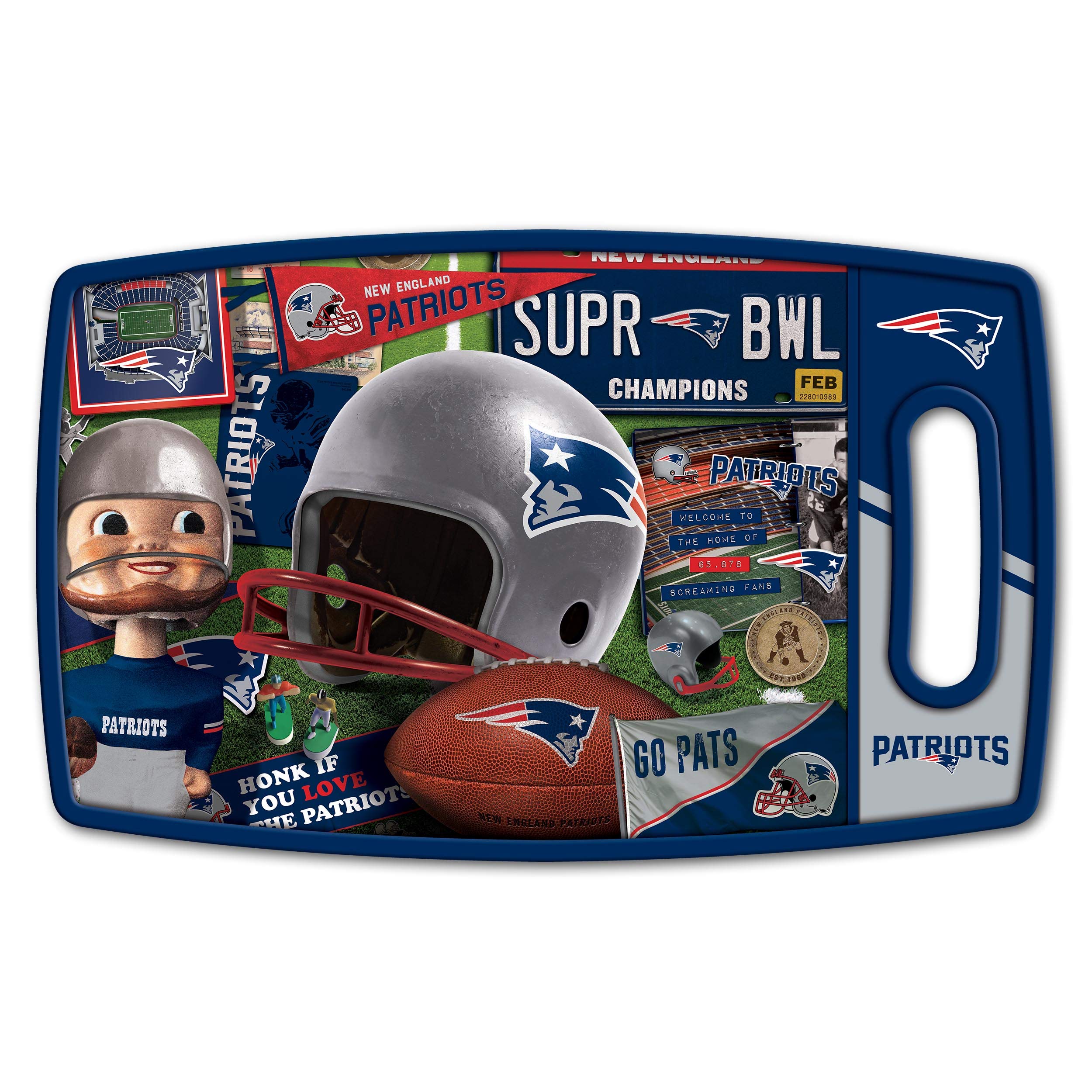 YouTheFan NFL Officially-licensed Retro Series Cutting Board - reversible design for double the cutting surface - gentle on knives, team message on