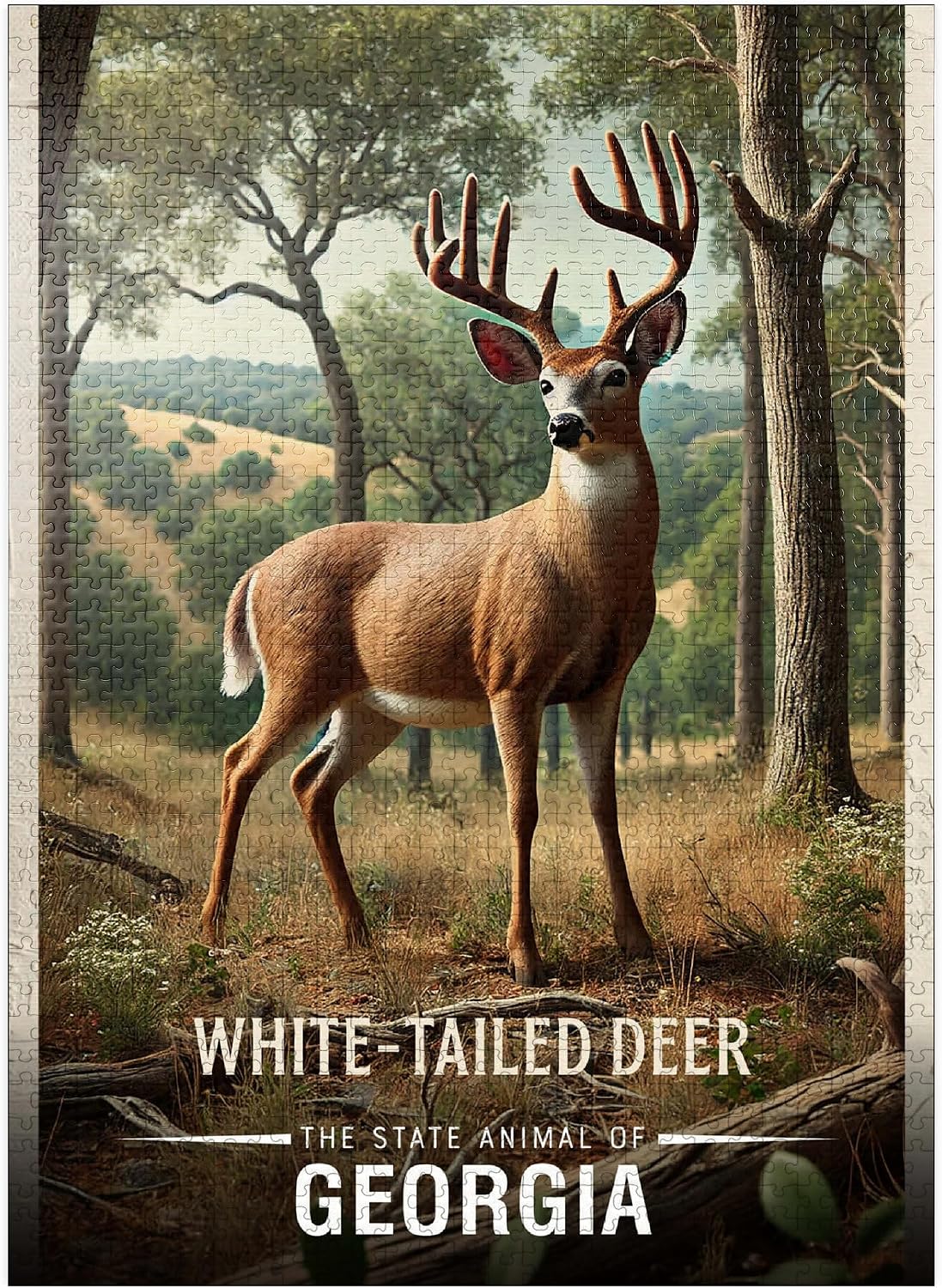 MyPuzzle Georgia, White-Tailed Deer: State Animals Series - Premium 500 Piece Jigsaw Puzzle for Adults