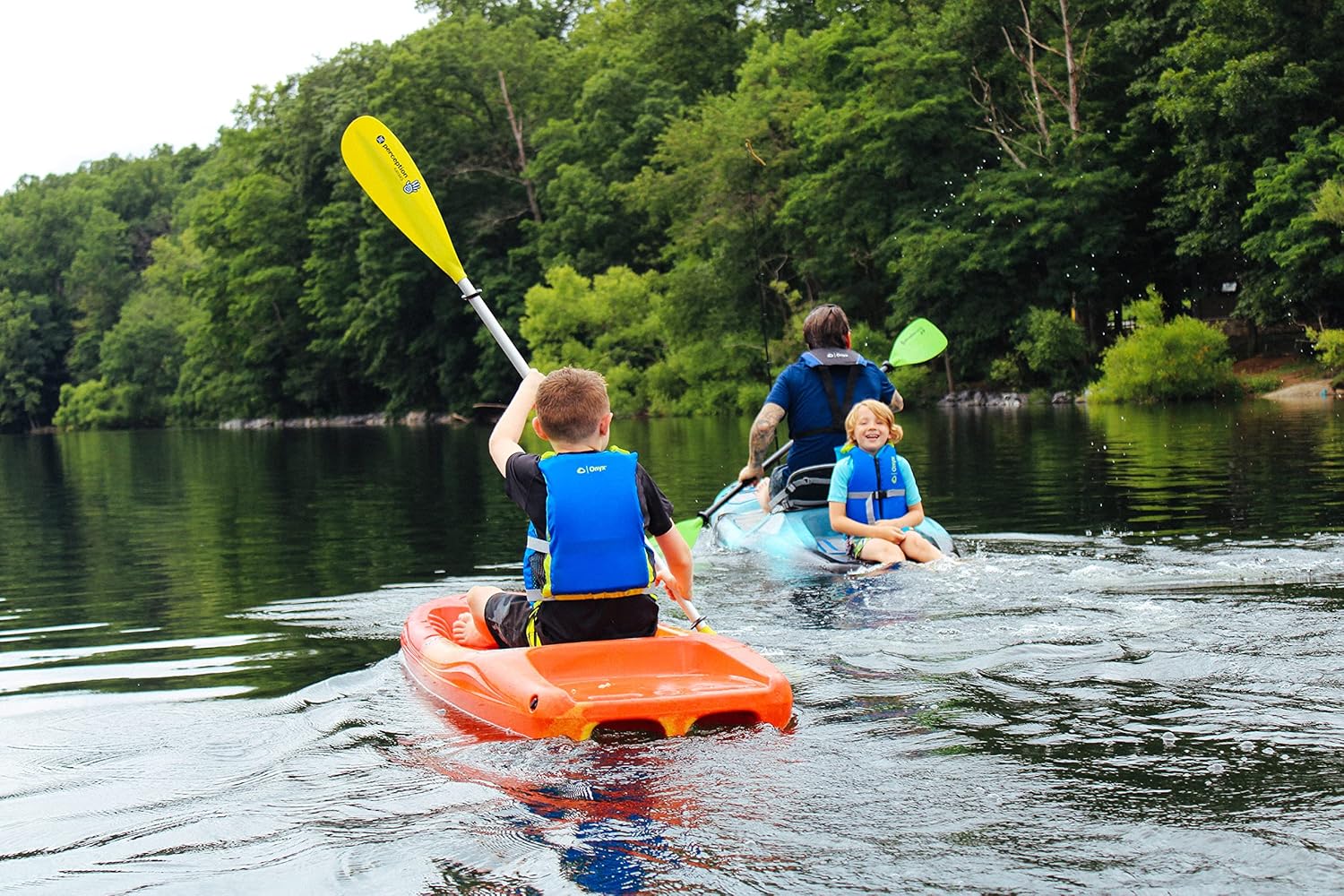 Perception Kayaks Hi Five | Sit on Top Kids Kayak for Kids up to 120 Lbs.| Youth Kayak with Paddle | 6' 6"