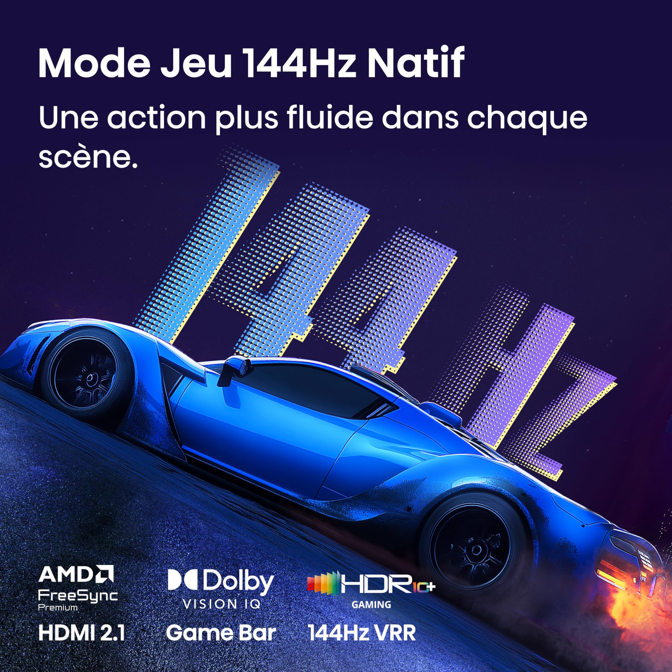 Hisense 55E7S Pro - TV QLED 55" (139 cm), 4K UHD, 144Hz Natif, Dolby Vision IQ & Atmos, HDMI 2.1, FreeSync Premium, Smart TV VIDAA U9.5, Contrôle Vocal Alexa Intégré, Modèle 2026
