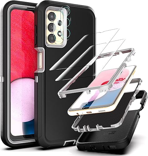 YmhxcY Funda para Samsung Galaxy A13 4G-5G con película a prueba de explosiones 2 unidades y película protectora de pantalla de lente de cámara 2