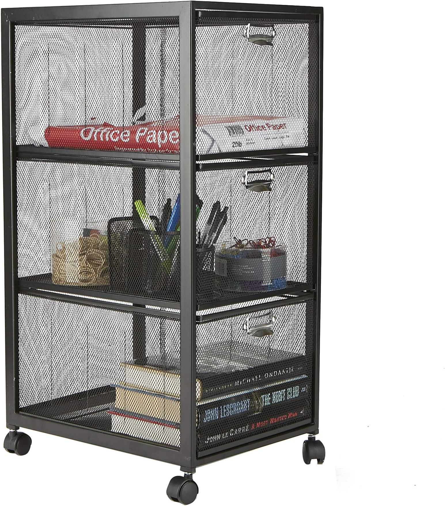 Mind Reader 3 Drawer Cart, Metal, Black