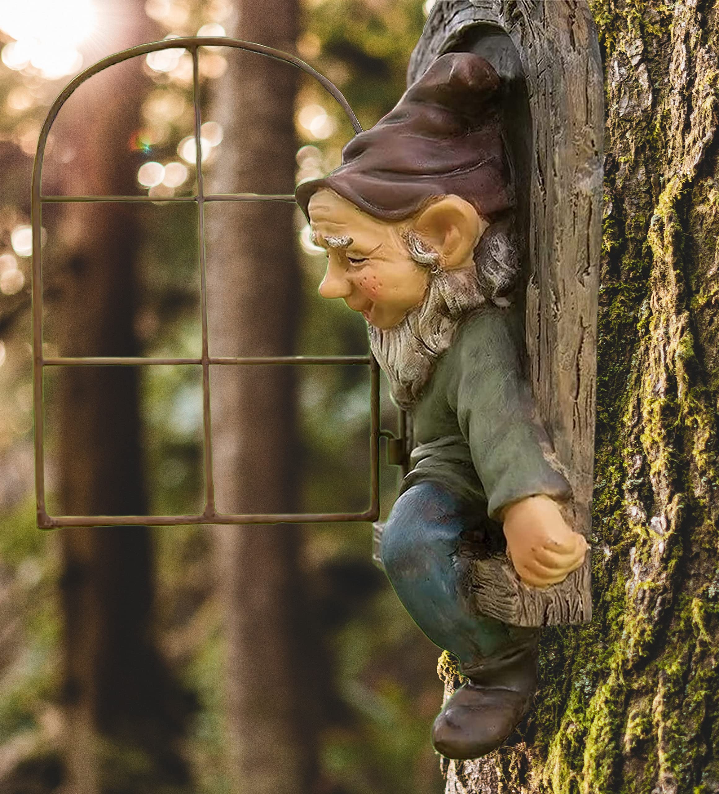 coolboy- Gnomo Decorativo para jardín al Aire Libre, 12 Pulgadas, Elfo afuera de la Puerta, abrazador de árbol, Decoraciones de gnomos para el hogar, Adorno de Exterior de Enanos caprichosos, Figuras