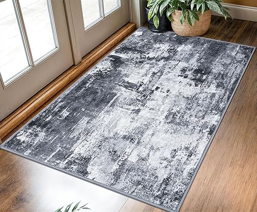 Miniatura 93 de KOZYFLY Alfombra moderna abstracta lavable de 2.6 x 10 pies, antideslizante, suave, alfombra de camino de cocina, alfombra a rayas azules óxido para