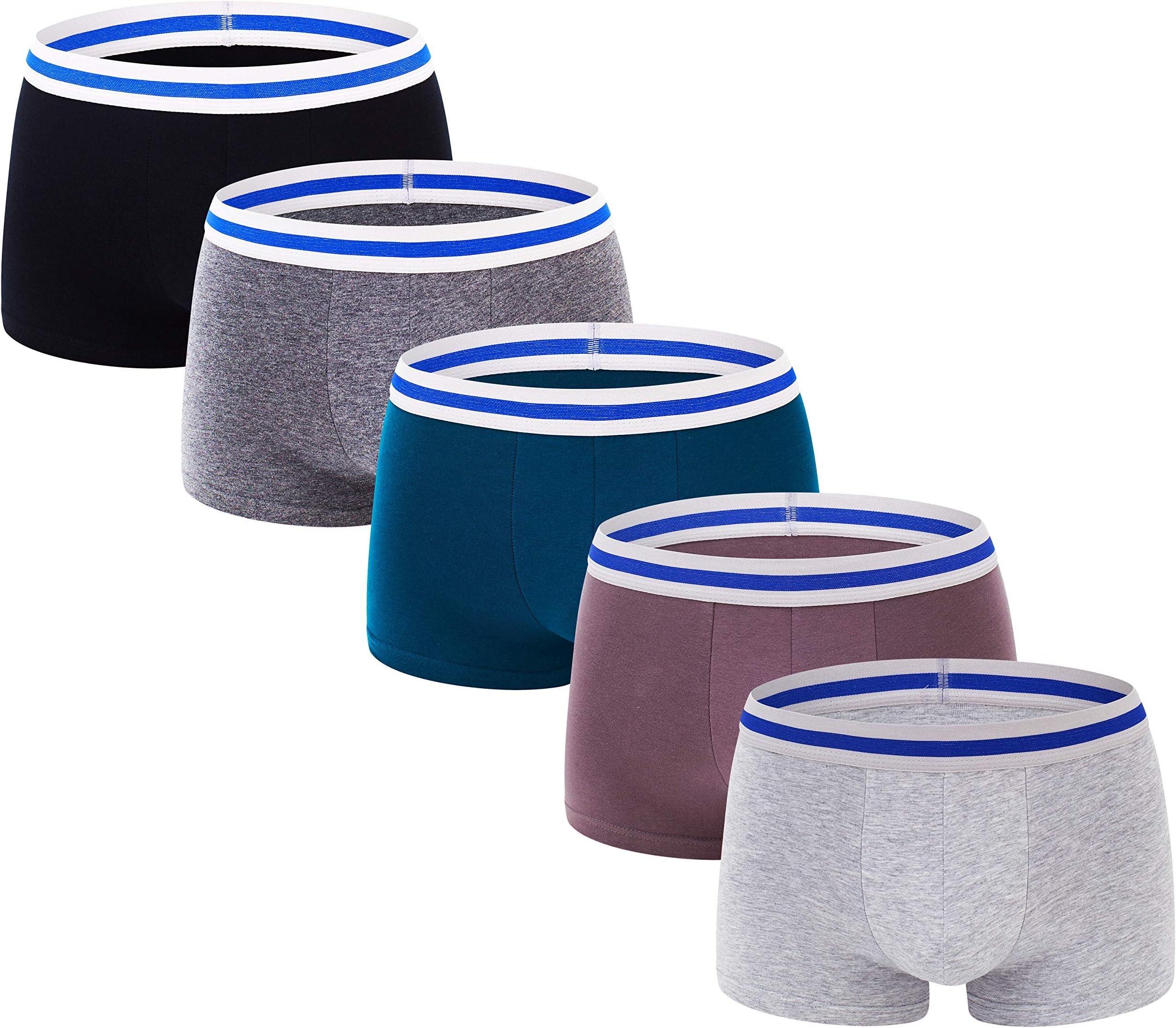 ADOLPH Men's Boxer Briefs 5 Pack No Ride-up Breathable Comfortable Cotton Sport Underwear