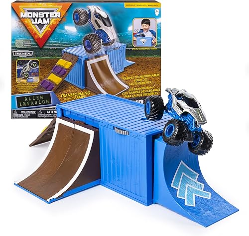 Monster Jam, Ship It & Flip It - Juego transformable con exclusivo camión Monster Jam fundido a escala 164